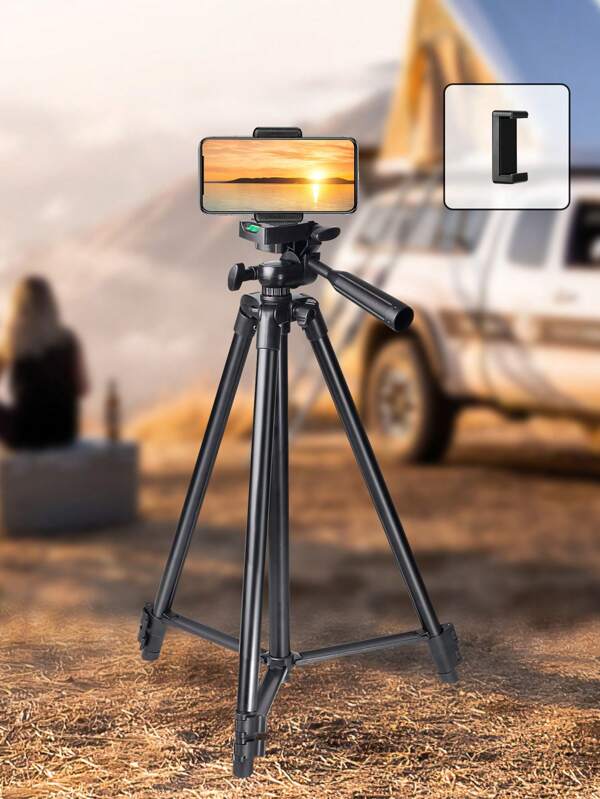Multi functional aluminum tripod - CT50 with universal phone clip, smartphone/camera tripod - adjustable, portable stand with storage bag, suitable for home, outdoor travel, photography enthusiasts, on-site interviews, etc