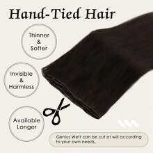 Genius Weft Human Hair Extensions Salon Quality Seamless Sew In Hair Extensions One Piece 50G Straight Hand Tied Invisible Genius Weft Easy To Style Real Human Hair - SNatural - View 5