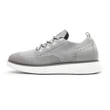 Comfortable And Fashion Lace-Up Brogue Trainers, Men Lightweight Knit Shoes, Walking Oxford Shoes, Gentle Men And Elegant Sneakers - Grey - View 4