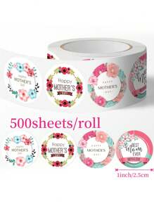 500pcs Mother's Day Stickers, Floral Thank You Mom Labels, Adhesive Labels For Mom's Birthday Cards And Envelopes Packaging, Appreciation Stickers