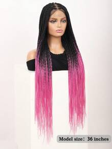 Full Double Lace Front Box Braided Wigs For Women 36 Inches Knotless Cornrow Braids Lace Frontal Wig Synthetic Braided Wig Daily Used Hot Pink