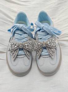 2pcs Shoe Accessories Metal Bow Buckle With Crystal Rhinestone Decor, Suitable For Boots, Sneakers, Bags And Clothing, Multi-Use DIY Decorations (Shoes Not Included)