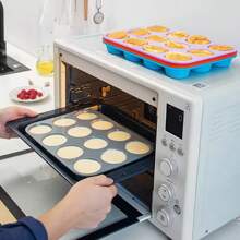 1pc Silicone 12 Grid Round Hole Cake Mold Mafen Cake Baking Mold Household Kitchen Dim Sum Baking Tray Cake Baking Tools