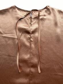 Women Loose Robe, Soft Satin Butterfly Skirt, Solid Waisted Batwing Sleeve Robe - Gold - View 7