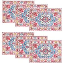 1 pieza/4 piezas/6 piezas Manteles individuales y manteles de lino estampado, decoración del hogar apta para comedor, fiesta, restaurante, hogar, multifuncional, de moda, primavera/verano