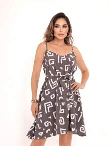 MEMORY New Strappy Dress Charming Geometry | Polyester - Dark Grey - View 2