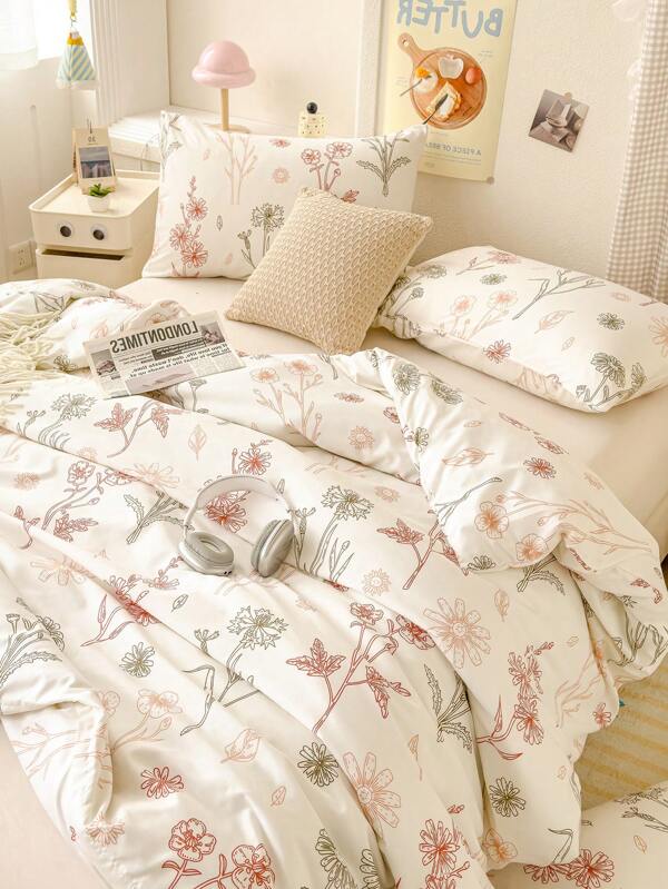 Soft Microfiber Duvet Cover Set With Floral Patterns - Best 2/3 Piece Quilt/Comforter Cover Bedding Set - Includes 1 Duvet Cover And 1/2 Pillowcases - Cheap And High Quality For Twin King Single Queen Double Full Size Doona Quilt Cover