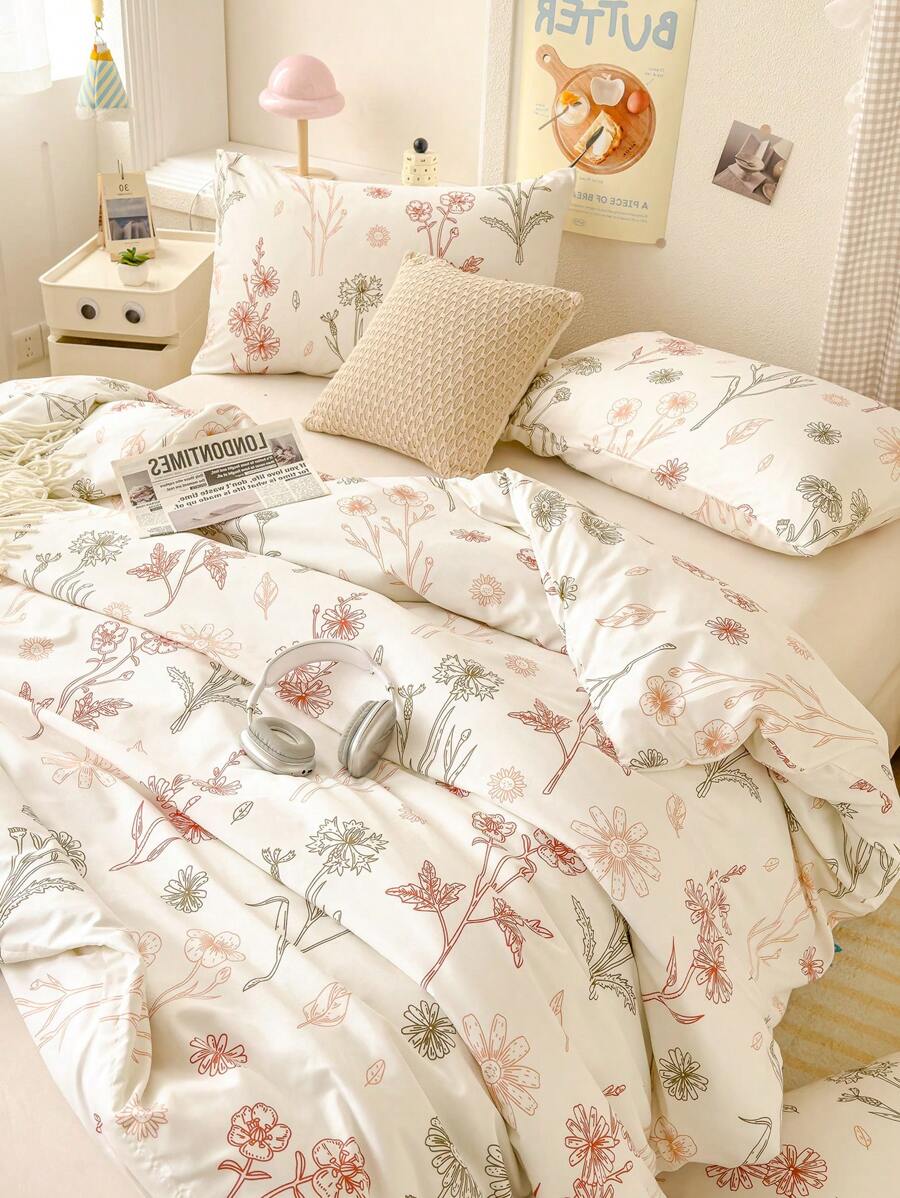 柔软超细纤维花卉图案被套套装 - 最佳两件/三件套被套/被芯套装 - 包括 1 个被套和 1/2 个枕套 - 价格实惠，品质优良，适用于单人床、双人床、加大双人床、标准双人床