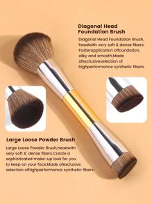 MAANGE 7-delige set make-upkwasten van volledig aluminium, blush, foundation, poeder, contouren, modelleren en highlighterkwasten, essentiële make-uptools met zacht haar en pluizig voor eenvoudig meenemen, kwast voor op reis, cadeau voor vrouwen en meisjes