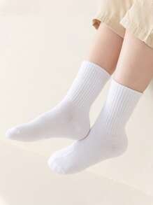 10pairs/Set Teenager Sporty Long Tube Socks Crew Socks White Socks - Multicolor - View 4