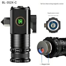 1pc Mini Portable Multifunctional Hat Clip Flashlight With 3 Modes, Bright Light, Magnetic Absorption, Hammer For Self-Defense, Aluminum Alloy Material, Suitable For Outdoor Adventures, Car Emergency Use