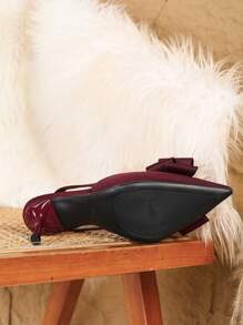 时尚百搭尖头低帮高跟鞋，时尚职业女鞋，优雅女士时尚一脚蹬高跟鞋 - 酒紅色 - 查看 7