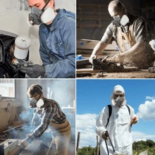 [Demi-masque respiratoire] Masque de protection respiratoire réutilisable 6200 pour la peinture, le polissage chimique, le soudage, le travail du bois et autres travaux de protection (7 en 1) de taille moyenne