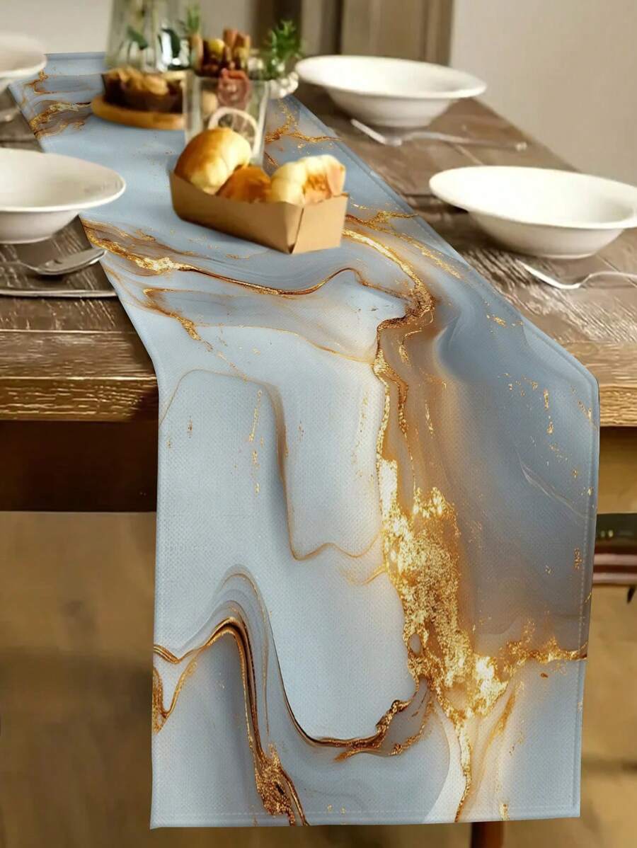 1 件大理石图案桌旗，现代风格家居厨房餐厅装饰，日常家居装饰，室内户外派对用品，适用于餐厅和咖啡馆，家居装饰 - 彩色 - 查看 1