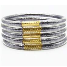 5Pcs/Set Shiny Buddhist Bracelet Color Stuffed Jelly Silicone Bangles - 5pcs 65mm - View 31