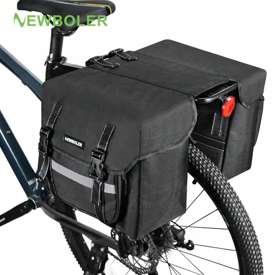 NEWBOLER 自行车后座包 25L 大容量户外行李袋单车山地车公路车后备箱双鞍袋 - 黑色 - 查看 1
