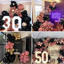 106Pcs Dusty Pink And Black Balloon Arch,Balloon Garland With Star Foil Balloons Metallic Rose Gold Balloons Retro Pink Balloons For Birthday Wedding Bachelorette Party Decorations Gifts Graduation Birthday Decorations Bachelorette Decor Graduation Decorations