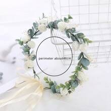 1 Stück verstellbarer Kranz aus synthetischen Blättern und Blumen, Eukalyptus Blumenkranz Haarband für Frauen, Blumenmädchen, Boho-Stil, Party, Fotoshooting, Feiertage, Hochzeit, St. Patrick's Day