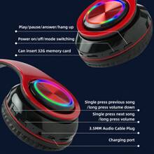 AXNEN Luminous Wireless Headphones With Colorful LED Lights, Foldable Over-Ear Design, Built-In Mic, FM & SD Card Slot - Perfect For School, Travel, And Gifts