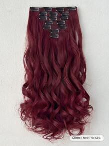 Clip In Synthetic Hair Extensions Long Wavy ,  Hair Extensions  Clip In Hair Extensions   20- 22 Inch,Red Color,7 Pieces - Burgundy - View 2
