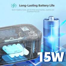 Portable Jewelry Cleaner - 3 Modes, 45KHz, For Glasses/Rings/Earrings/Watch Straps - White - View 9