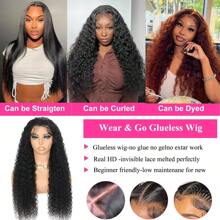 Perruques Lace Front Wigs Deep Wave en cheveux humains 13x4, perruques Lace Front Wigs transparentes en cheveux humains pré-épilés, densité 180 %, perruque Lace Front Wig Deep Wave en cheveux humains avec cheveux de bébé, ligne de cheveux naturelle