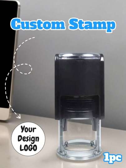 Diseño de sello personalizado con logotipo redondo, sellos personalizados autotintados, sello de empresa personalizable, rojo/azul/negro, estampador, sello de tinta, impresiones claras y nítidas, sello de boda y talla grande, adecuado para ella/él, novio/novia, pareja, familia, hazlos regalos de vacaciones, regalos de cumpleaños, regalos del Día de San Valentín, regalos corporativos