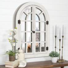 Arched Wall Mirror-Wall Decorative Mirror Wooden Frame Decorative Wall Mirror Suitable For Bedroom, Living Room And Dining Room Home Decor Back To School Room Decor School Supplies