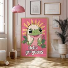 Girly Frog 自爱墙贴，积极你好华丽语录，粉色复古海报，浴室海报印刷品，宿舍装饰，无框架 - 玫瑰紅 - 查看 1