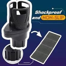 汽车杯架延长器，用于带可调节多功能双杯架的车载适配器，带手机支架香薰收纳盒，感恩节圣诞节和新年礼物 - 黑色 - 查看 6