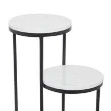 16" X 16" X 31" 4 Tier Black Marble  Plantstand With Gold Base - white4tiersolidround17"x17"x31" - View 4