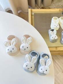 1 pereche de șosete adorabili pentru bebeluși cu tema iepurașului - amestec moale de poliester, antiderapante, șosete de podea pentru toate anotimpurile pentru nou-născuți și bebeluși, 0-1 an, lavabile manual, șosete pentru nou-născuți | Design jucăuș | Textura tricot