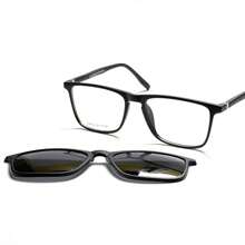 Armação Óculos Para Grau Masculino Clipon Polarized 2 Em 1 Sunglasses Magnetic Eyewear -5034 -Preto Fosco