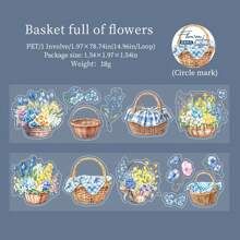 1 Roll PET Vintage Flower Basket Theme Washi Tape, Floral Series Decorative DIY Scrapbooking Materials For Planners/Notebooks/Journals/Diary/Cup/Calendar Etc. -Fresh Creative DIY Collage Scenery Materials