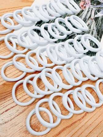 5-200 件/批白色简约弹性无缝发带，适合女士日常使用，休闲马尾辫固定器发圈，橡皮筋，发绳，发圈