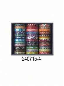 36 Rolls/Box Of Handbook Tape, Bronzing And Silver Stamping Process, Retro Pinstripe Pattern, Heart, Bow And Other Creative Patterns, Handbook Material Landscaping Tape, Gifts For Friends - Multicolor - View 15