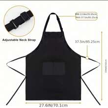 1pc Chef-Themed Apron With Pockets - Unisex Cotton-Polyester Blend, Hand Washable, Perfect For Baking, Cooking, Thanksgiving, Christmas, New Year's, Easter - Ideal Gift For Men, Women, Family, Friends - màu đen - Xem 2