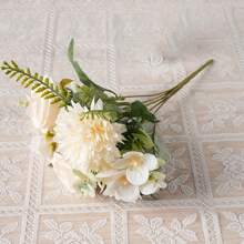 1 件/3 件人造球菊花、玫瑰花丝球菊花、玫瑰花束假植物适合春季婚礼花瓶适用于家庭、餐厅、卧室、房间、厨房装饰、母亲节情人节节日生日派对配件、户外花园装饰春季 - 白色 - 查看 6