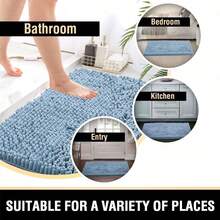 5-Piece Bathroom Rug Set - Cobblestone Memory Foam, Extra Thick & Non-Slip, Water Absorbent & Washable, Ideal For Tub, Toilet, & Floor - Dark Blue Color - Blue - View 4