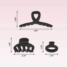 Matte Black Hair Claw Clips 3 Piece Set For All Hair Types - 1 - View 4