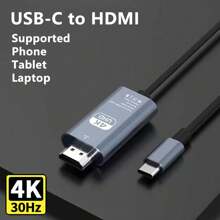 USB C To HDMI Cable 4K 2M Type-C To HDMI Cord Thunderbolt 3/4 Compatible With Phone Tablet Laptop Pro/Air IMac IPad Pro Galaxy S8 To S23 Surface