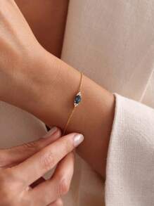 1pc S925 Sterling Silver Original All-Match Ins-Style Luxury Navy Zirconia Mysterious Eye Vintage Elegant Lady Bracelet, Suitable For Women's Daily Wear, Holiday Party Gift, Jewelry - Dark Blue  Bracelet - View 7