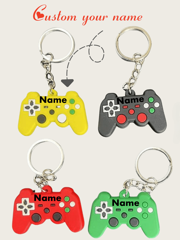 1/5/10 Stücke personalisierter kreativer Gamecontroller Schlüsselanhänger mit Text, PVC Harz Schlüsselanhänger, Auto Accessoires Schlüsselanhänger, weiche Gummi Schlüsselringe, Rucksack Anhänger für Studenten Schulanfang