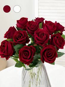 10 PEZZI Mazzo di rose artificiali autunnali, decorazione per San Valentino, decorazione per matrimonio, fiore da tenere in mano per spose, fiore da polso, materiale per decorazione di casa, sala da pranzo, camera da letto, vaso, materiale per DIY, torte di compleanno, regali di San Valentino e Capodanno, accessori per servizi fotografici
