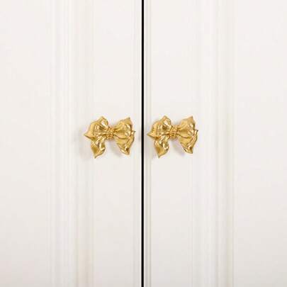 1 st Alice Style Vintage mässing bowknot draghandtag, modernt minimalistiskt lyxigt vinskåp Lådknopp, gyllene hemskåp Köksgarderob Möbeldekor, fransk retro europeisk klassisk låda draghandtag