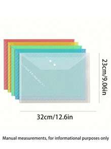 Thickened Random Color File Bags A4 Transparent Waterproof Snap Button File Bags Large Capacity Office Data File Bags Student Paper Bags, Back To School Supplies, Kawaii Stationery, School Colors, Stationery - Multicolor - View 4