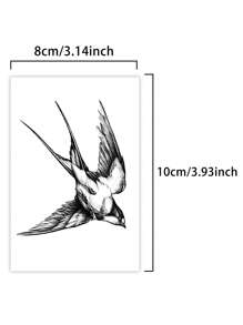 1Pc Swallow Bird Temporary Tattoos Semi Permanent Tattoo Waterproof Sweatproof Last For 1-2 Weeks Realistic Herbal Juice Anti-Friction Non-Reflective Faux Black Fake Tattoos For Woman And Men Tattoo Stickers For Arm, Chest, Leg, Abdomen, Waist, Finger, Neck Modernist Body Art