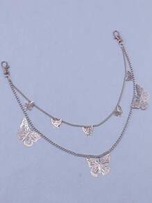 1pc Multi-Layer Butterfly Charm Chain, Zinc Alloy, Suitable For Daily Wear - Multicolor - View 3