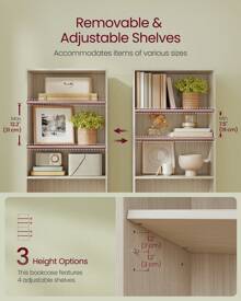 VASAGLE Bookshelf, 6-Tier Bookcase, Book Shelf Furniture, Open Storage Shelves, Room Decor, For Living Room, Home Office, Dinning Room,  9.4 X 23.6 X 63.3 Inches, Natural Beige - 原木色 - 查看 4