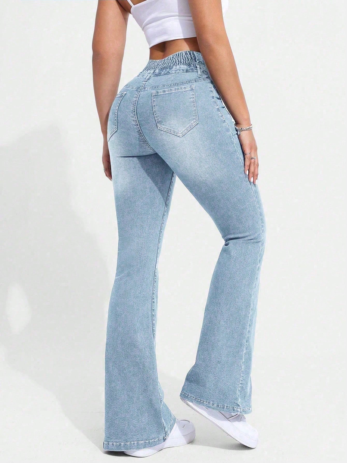 بنطلون جينز مطاطي ضيق بقصة مفرقعة أنيق للنساء، كاج...